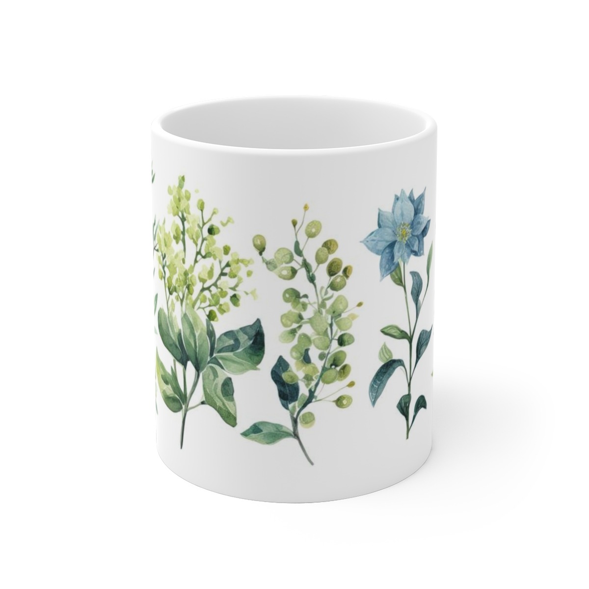 Bedruckte Tasse mit Aquarell-Pflanzen - Ein Botanik-Kunstwerk