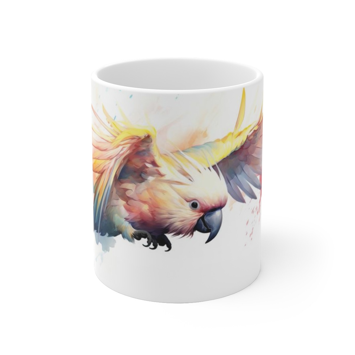 Weiße Kaffeetasse mit Kakadu-Vogel