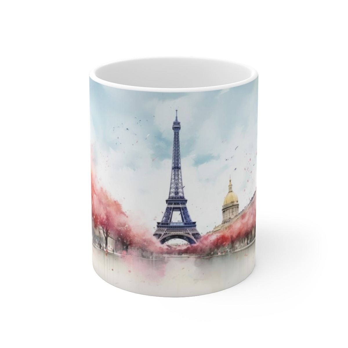 Pariser Flair Becher mit Eiffelturm Aquarellmuster