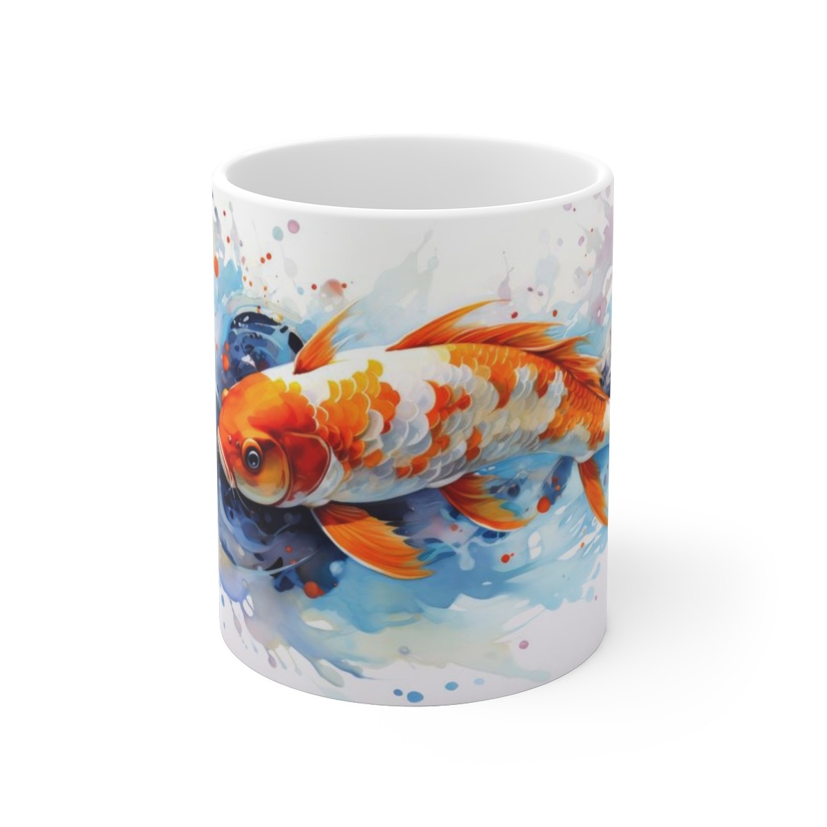 Weiße Tasse mit Orange Koi Fisch Aquarell-Print | Perfektes Geschenk für Koi Karpfen und Fischliebhaber