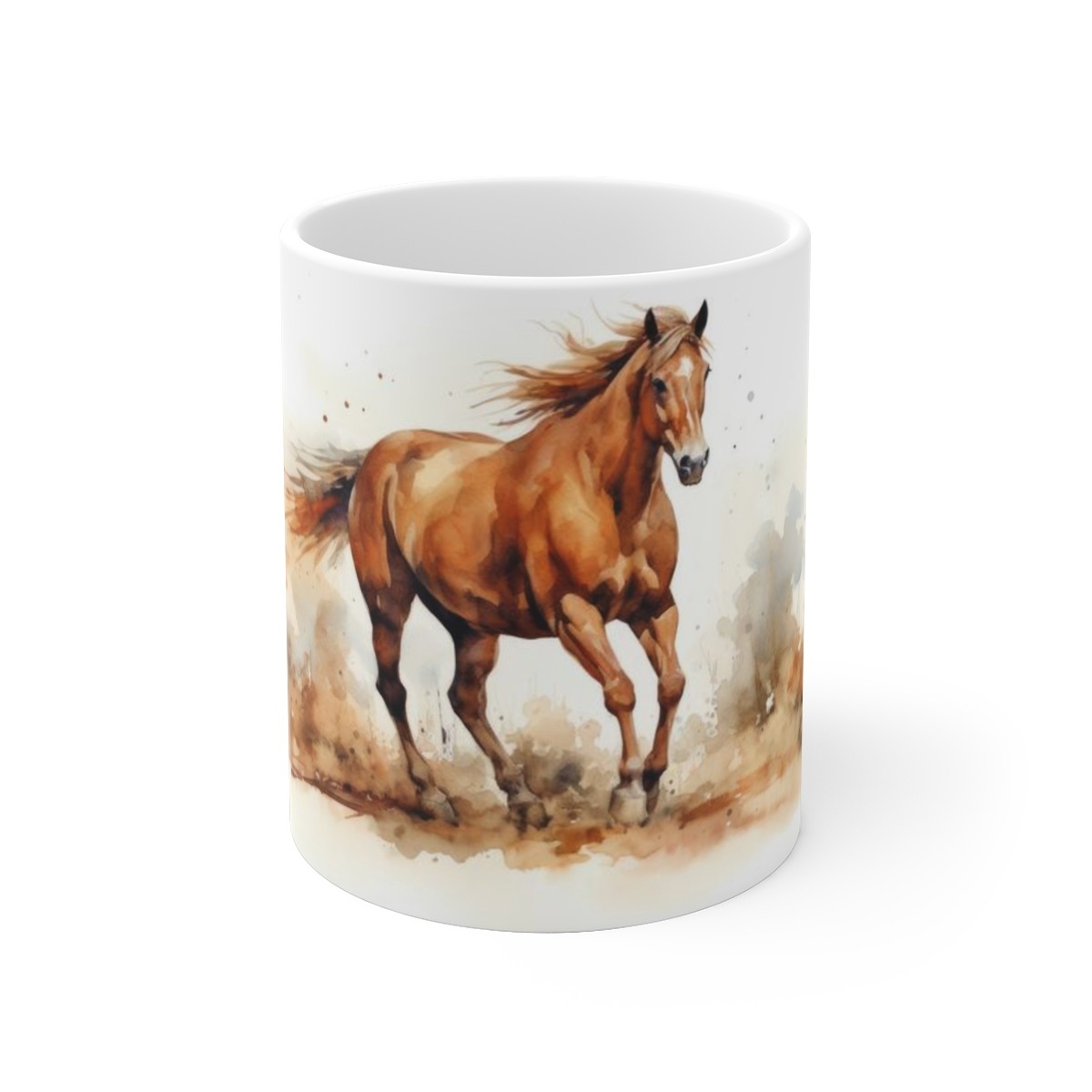 Weißes Pferde Aquarell Tasse Geschenk für Pferdefans