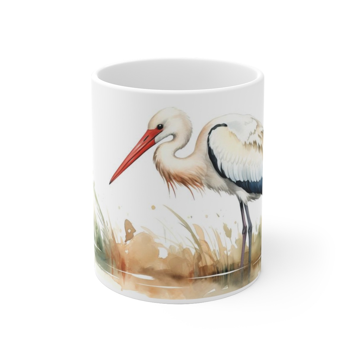 Storch Aquarell Tasse - Bezaubernder Becher mit eleganter Vogel-Gestaltung