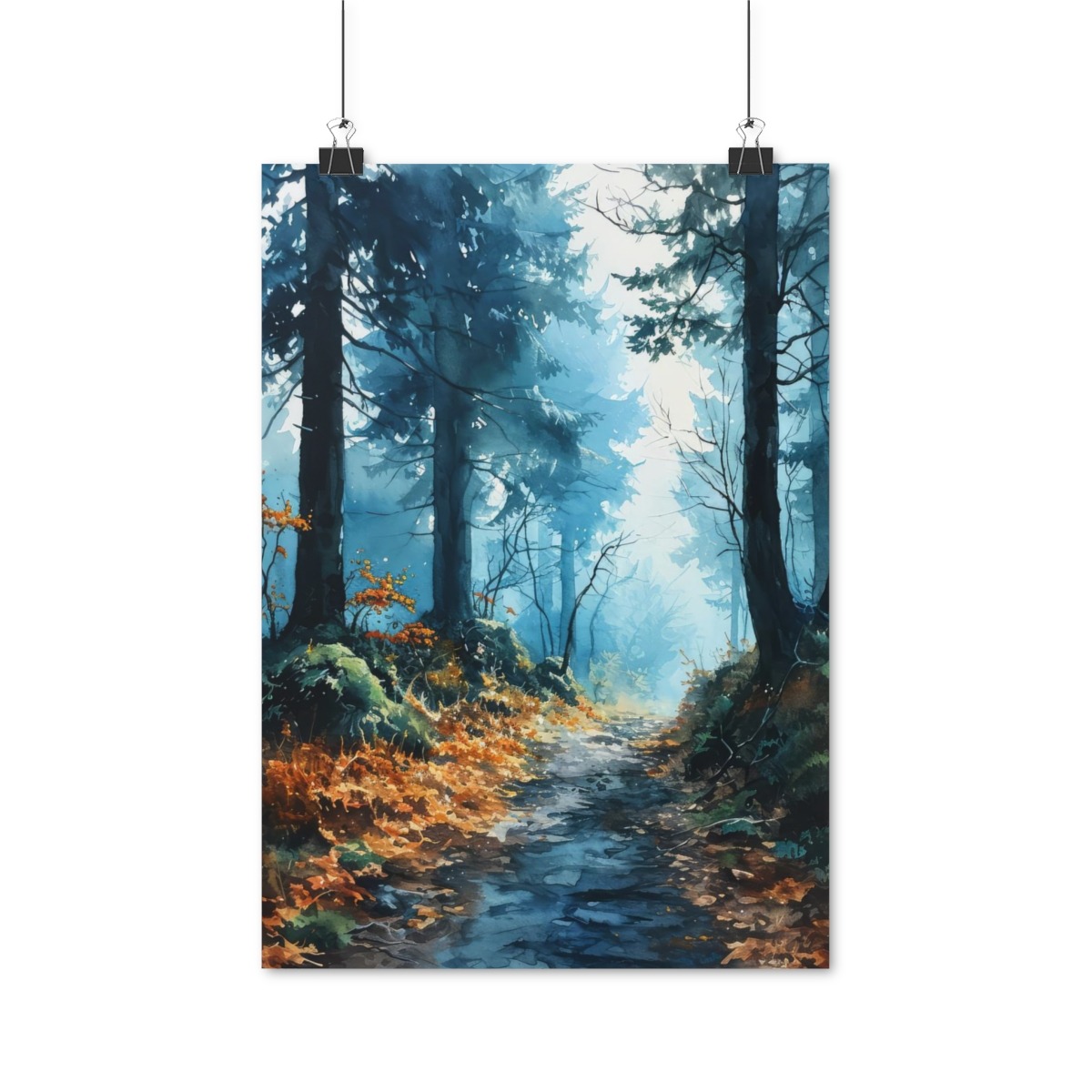 Mystischer Waldweg im Nebel Poster
