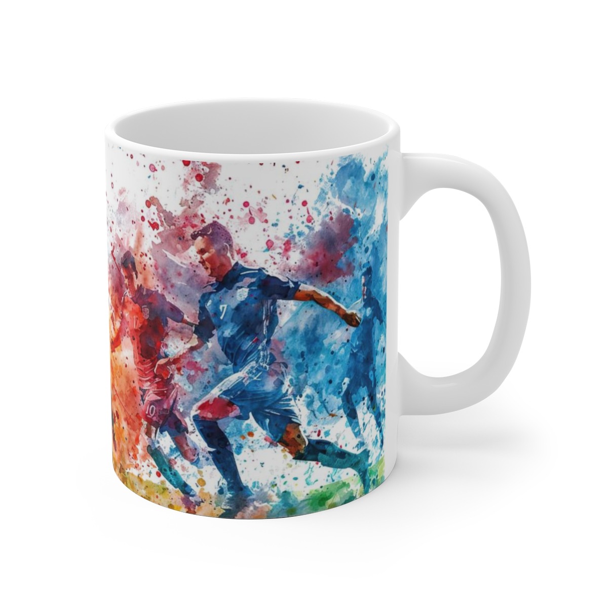 Dynamic Sports Motif Mug - Football Game Watercolor Cup