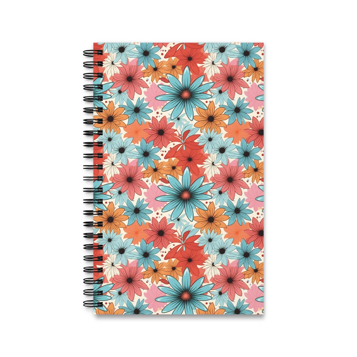 Aquarell Notizbuch mit buntem Blumenmuster - Ringbindung