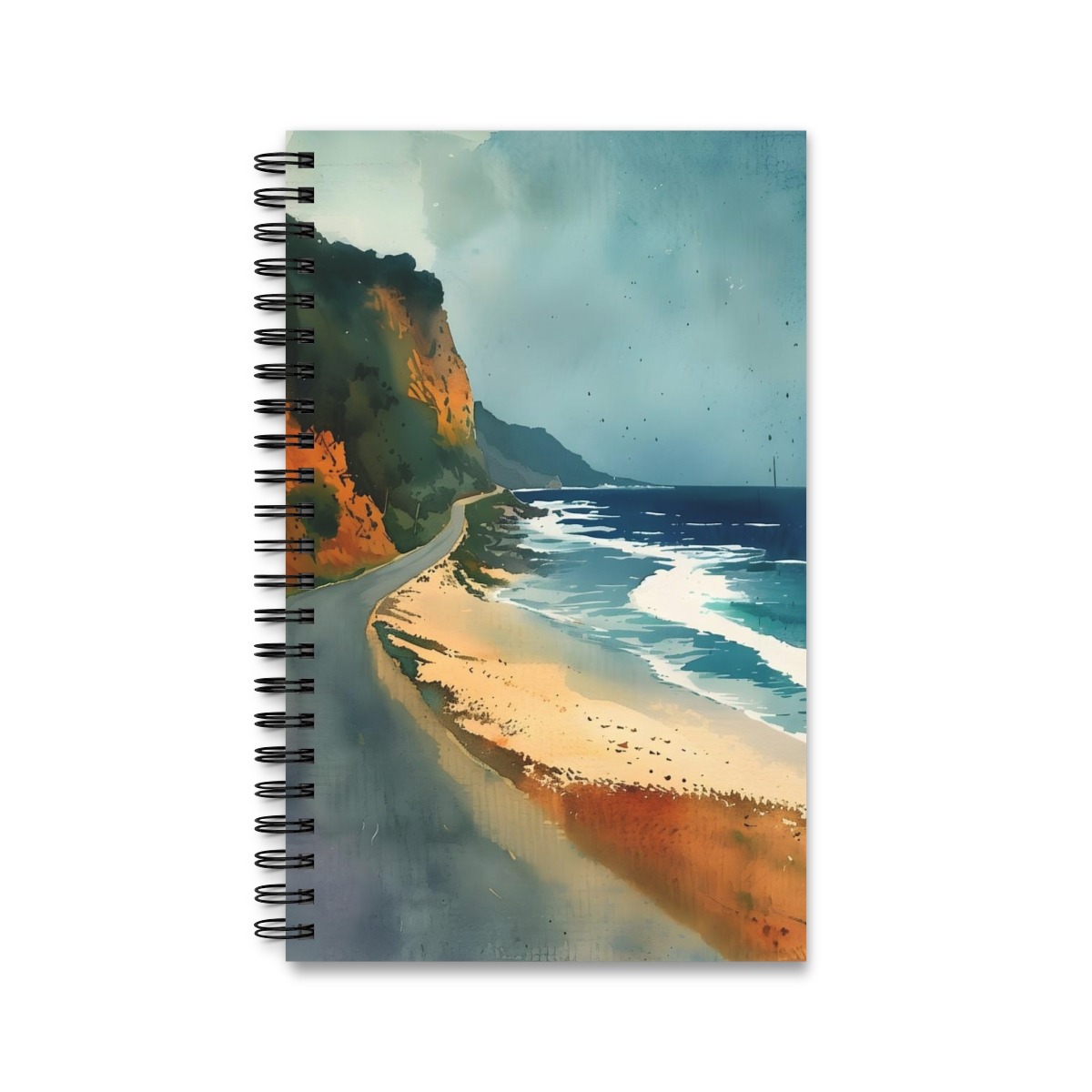 Meer Strandweg Aquarell Notizbuch - gebunden, Varianten: Leer, Linie, Punktraster, Planer