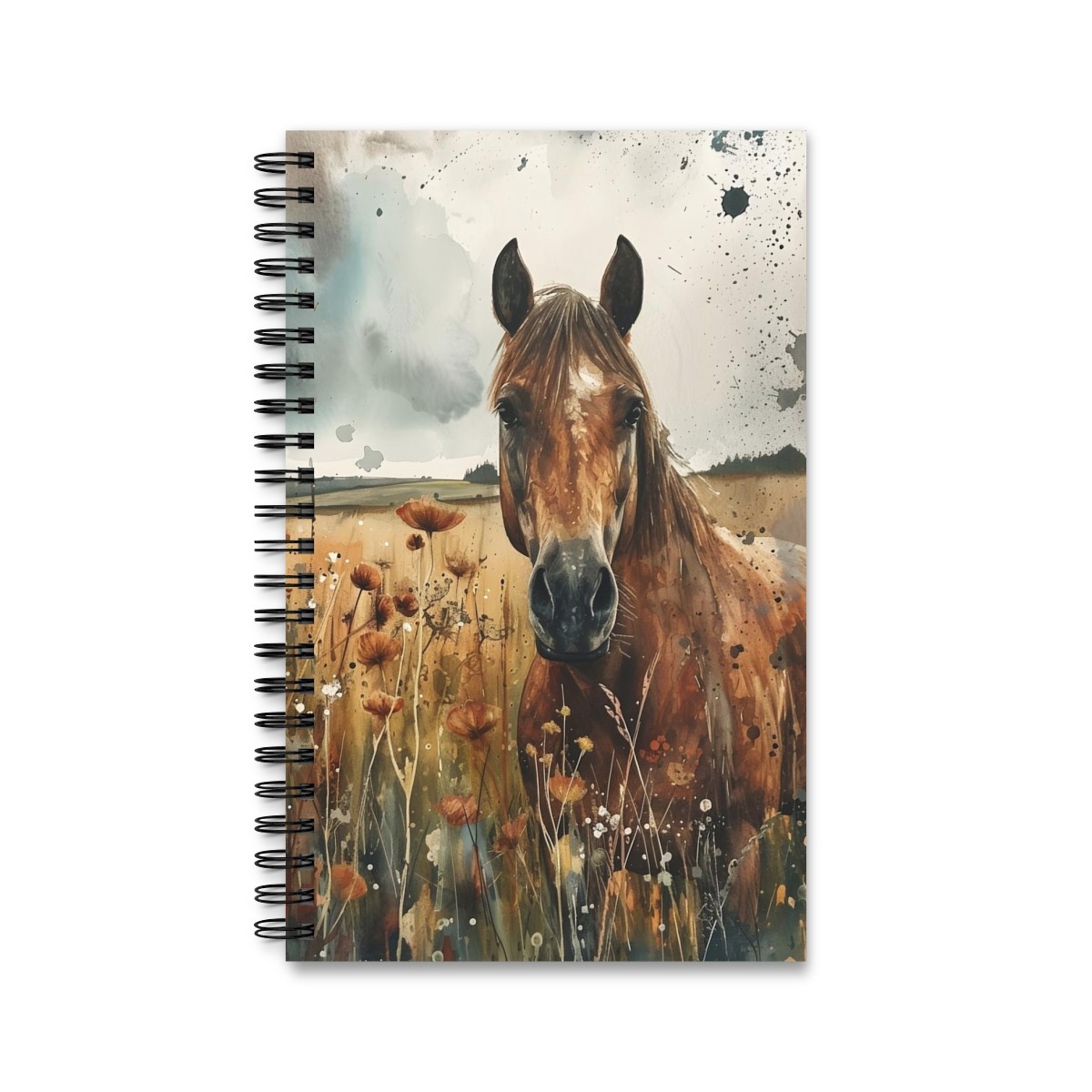 Aquarell Pferde Notizbuch - Ringbindung, verschiedene Stile verfügbar