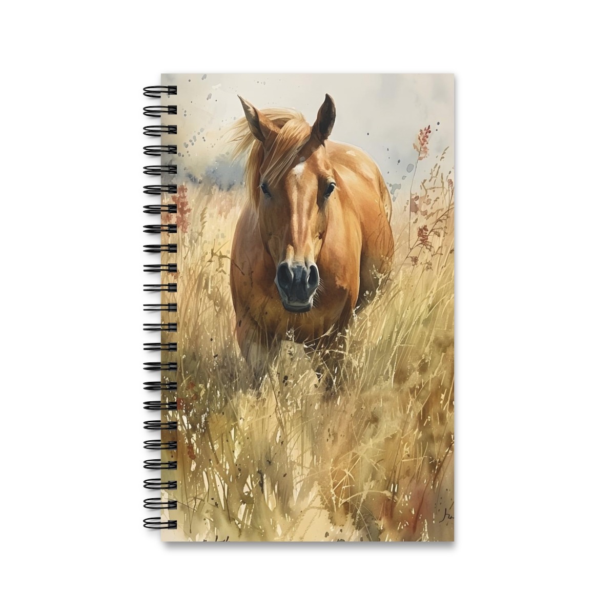 Aquarell Pferde Notizbuch - Ringbindung, Varianten: Blank, Linie, Punktraster, Planer