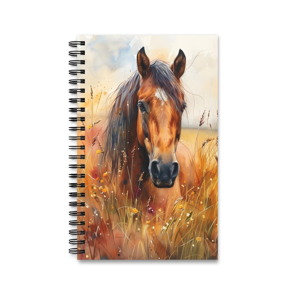 Aquarell Pferde Notizbuch - Ringbindung, verschiedene Varianten: Blank, Linie, Punktraster, Planer