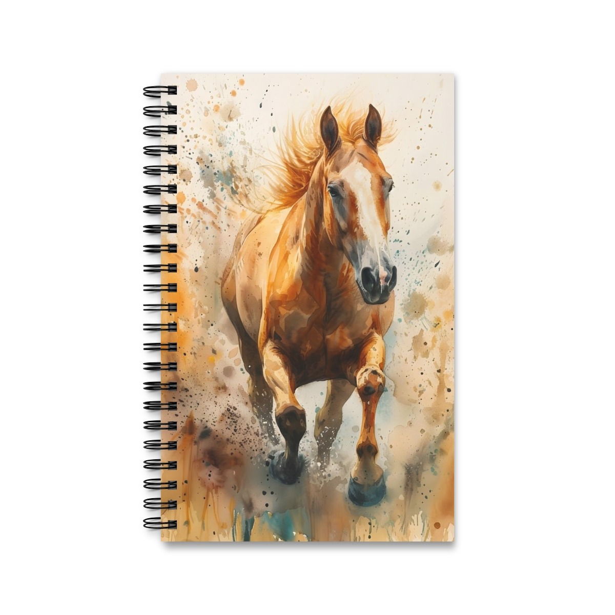 Aquarell Pferde Notizbuch - Ringbindung, verfügbar in: Blanko, Linien, Punktraster, Planer