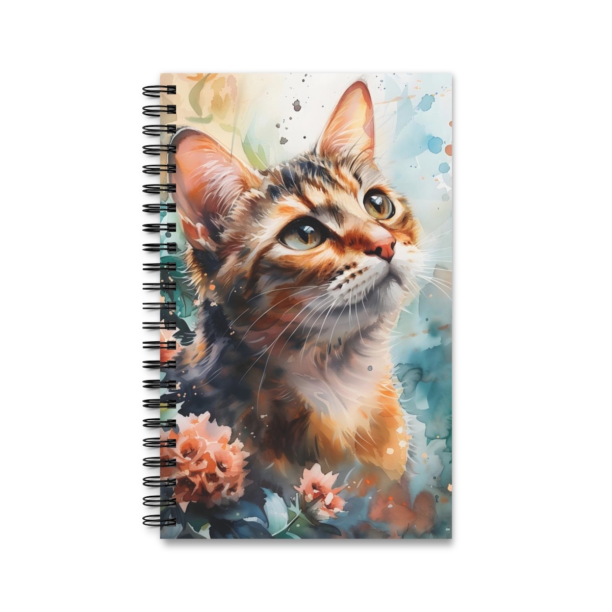Aquarell Notizbuch mit süßem Katzenmotiv - Ringbindung in 4 Varianten