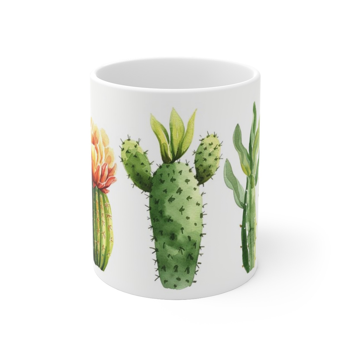 Aquarell Kakteen Tasse - Keramik, Mikrowellengeeignet, Wüstenflair Design