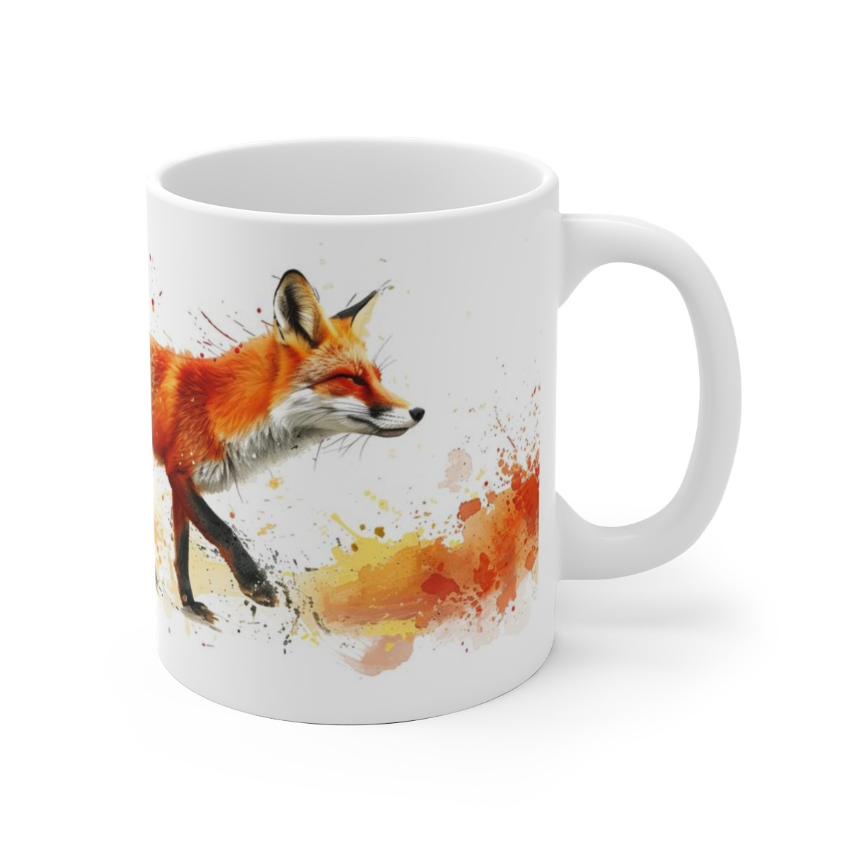 Keramik-Tasse mit lebendigem Aquarell Fuchs Motiv