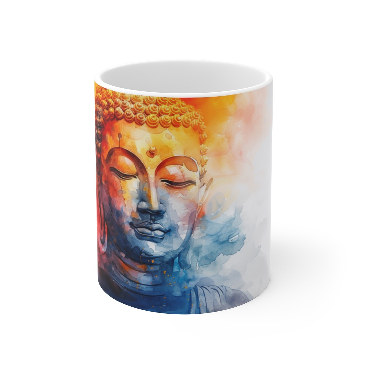 Spirituelle Tasse mit Buddha-Kopf Porträt - Ideal für Meditation und innere Ruhe