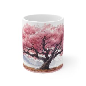 Ästhetischer Keramikbecher mit Japanischem Kirschbaum Aquarelldruck