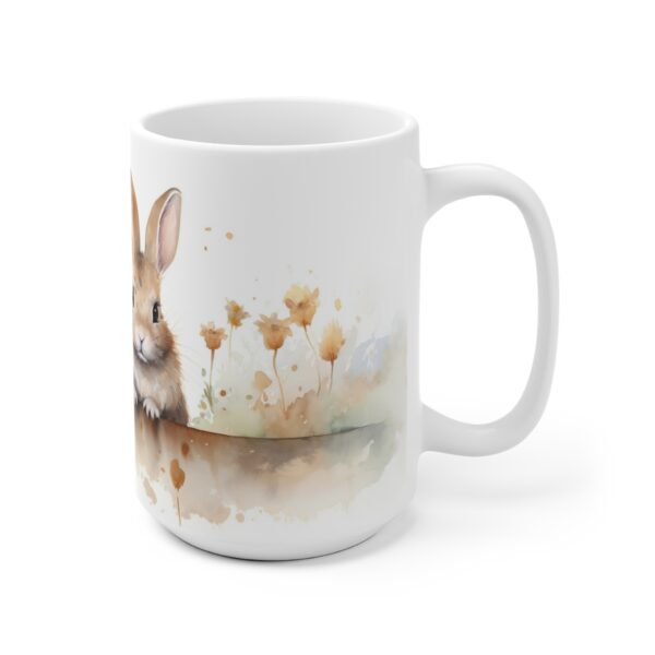 Weiße Aquarell Kaffee-Tasse mit Kaninchenmotiv – Perfektes Geschenk für Tierliebhaber