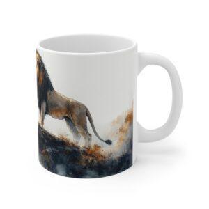 Aquarell Tasse mit Löwen-Motiv - Kaffeetasse für Tierliebhaber im Wildtier-Design