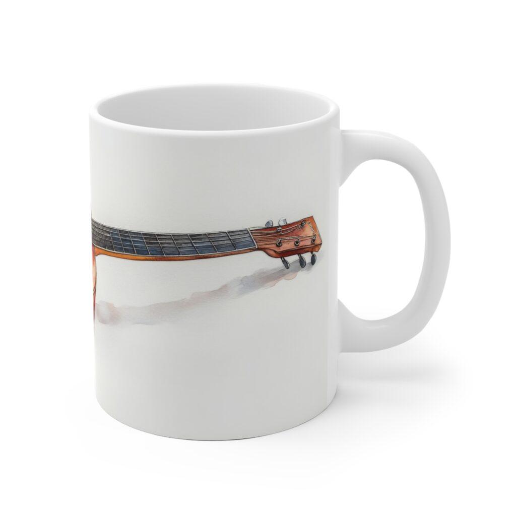 Keramiktasse mit roter Akustikgitarre im Aquarellstil &ndash; Perfektes Geschenk f&uuml;r Musikliebhaber