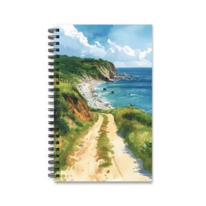 Maritimes Aquarell Notizbuch Strandweg am Meer - Blank, Liniert, Punktraster, Planer