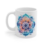 Lebensblume Mandala Tasse - Spirituelles Aquarell Design für Meditation und Entspannung