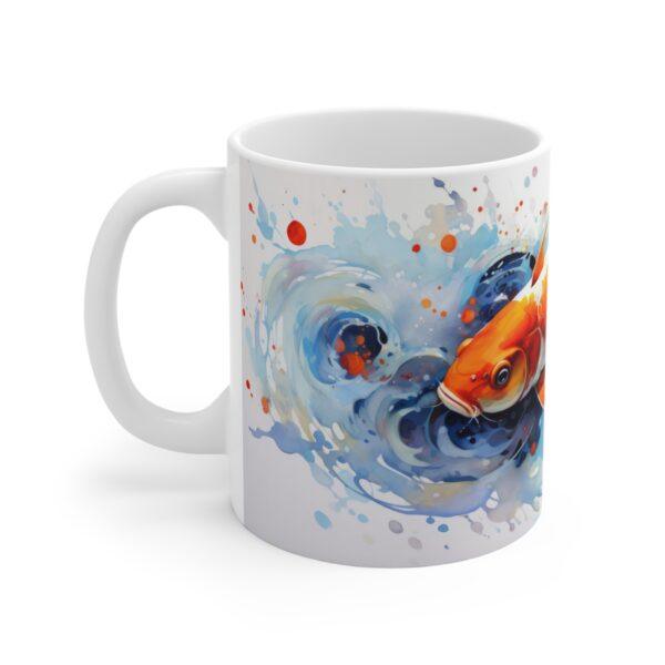 Weiße Kaffeetasse mit Aquarell Koi Fisch | Ideal für Koi-Karpfen und Fischliebhaber Geschenke