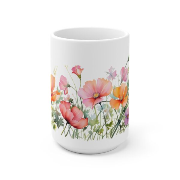 Weiße Keramik Tasse mit Mohnblumen - Aquarell Design für Blumenliebhaber