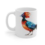 Weißer Keramikbecher mit Lyrebird Aquarellmotiv - Ideal für Kaffeeliebhaber