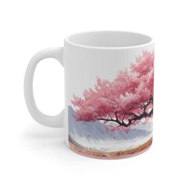 Japanischer Kirschbaum Aquarell Becher aus Keramik – Handgefertigte Designs für Teeliebhaber