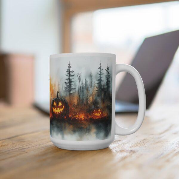 Aquarell Halloween Tasse mit gruseligem Kürbismotiv