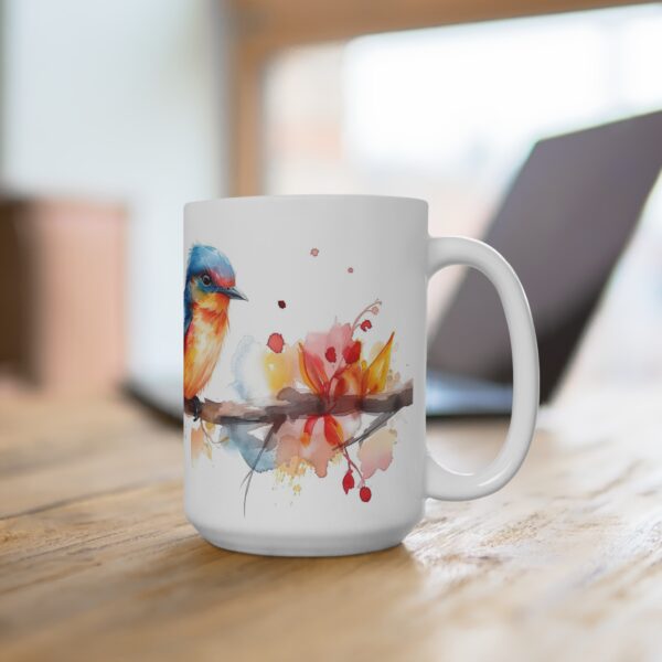 Weißer Keramikbecher mit Quetzal-Aquarellmotiv – Ideal für jeden Anlass