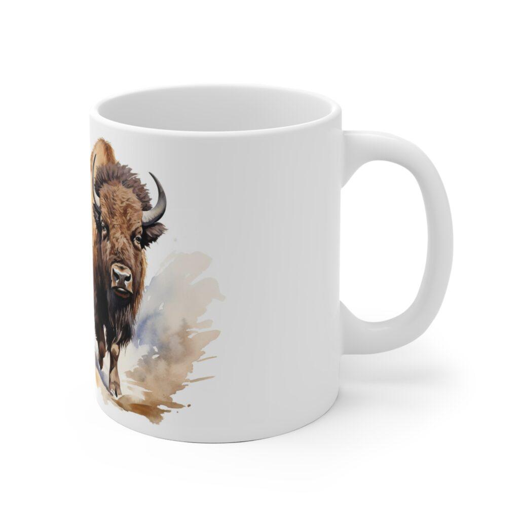 Bison Aquarell Tasse - Wildtier Becher f&uuml;r Natur- und Tierliebhaber