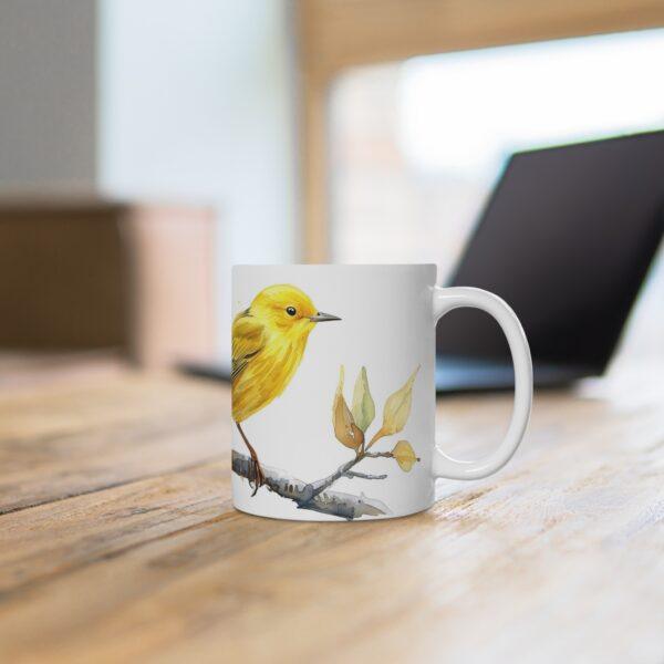 Gelber Grasmücken Vogel Aquarell Becher - Keramiktasse mit Vogelmotiv