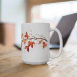 Herbstliche Ahornzweig Tasse – Aquarell Keramikbecher für Kaffee und Tee – Ideal für Herbstliebhaber