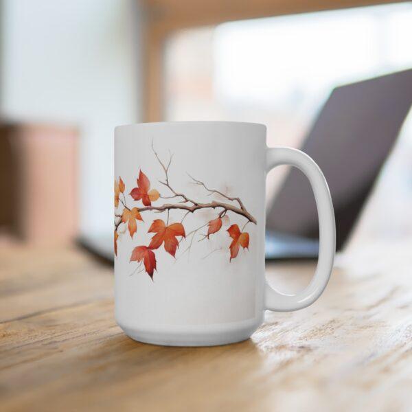 Herbstliche Ahornzweig Tasse – Aquarell Keramikbecher für Kaffee und Tee – Ideal für Herbstliebhaber