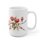 Hagebutten Tasse - Aquarell Wildfrucht Becher für Teeliebhaber - Naturinspirierte Keramiktasse aus hochwertigem Material