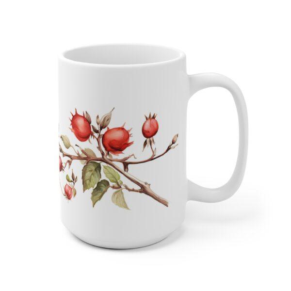 Hagebutten Tasse - Aquarell Wildfrucht Becher für Teeliebhaber - Naturinspirierte Keramiktasse aus hochwertigem Material