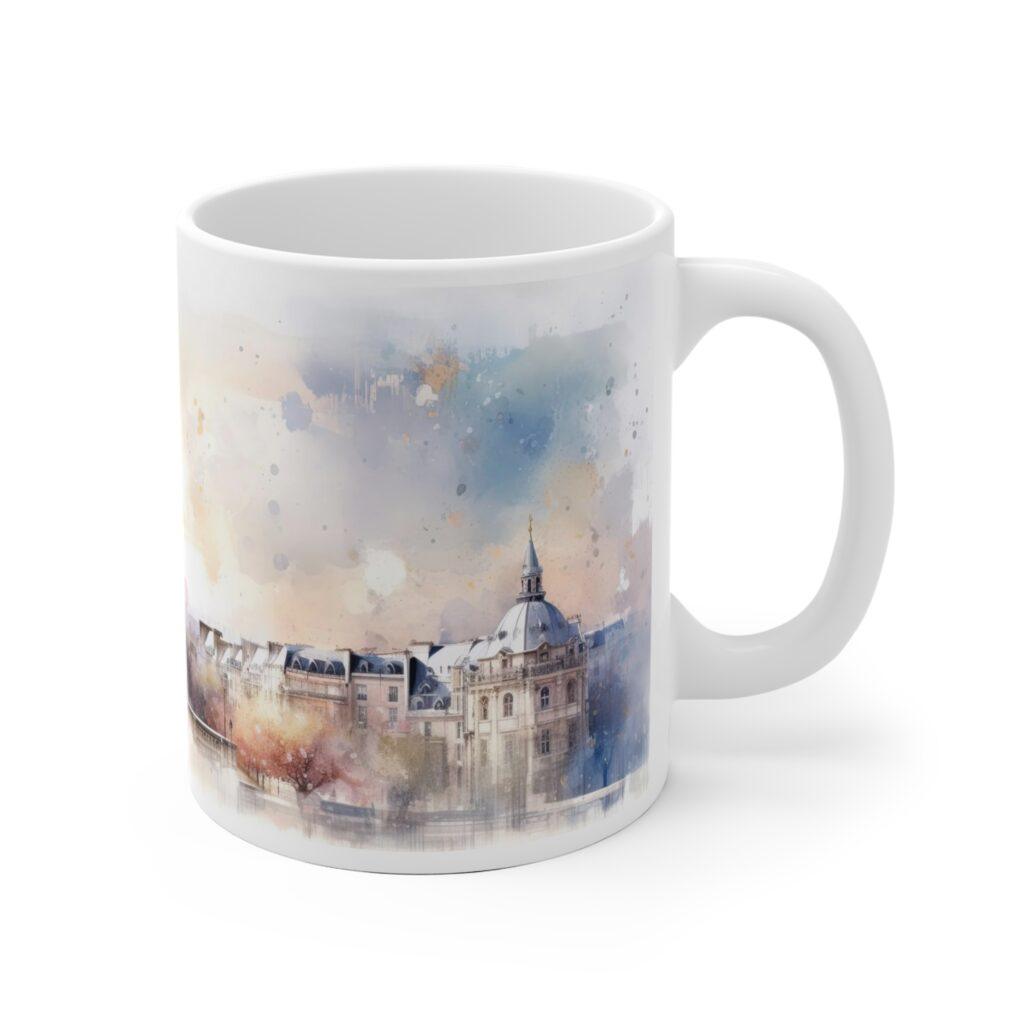 Aquarell Skyline Paris Tasse &ndash; Stilvolle Kaffeetasse als Geschenk