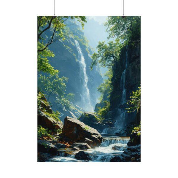 Aquarell Waldwasserfall Poster - Naturkunst für jeden Raum in verschiedenen Größen