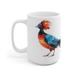 Weißer Keramikbecher mit Lyrebird Aquarellmotiv - Ideal für Kaffeeliebhaber