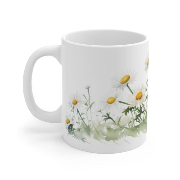 Gänseblümchen Aquarell Tasse – Stilvolle Keramiktasse für Natur- und Blumenliebhaber