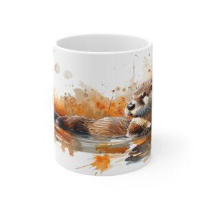 Keramiktasse mit Aquarell-Ottermotiv - Ideal für Tierliebhaber