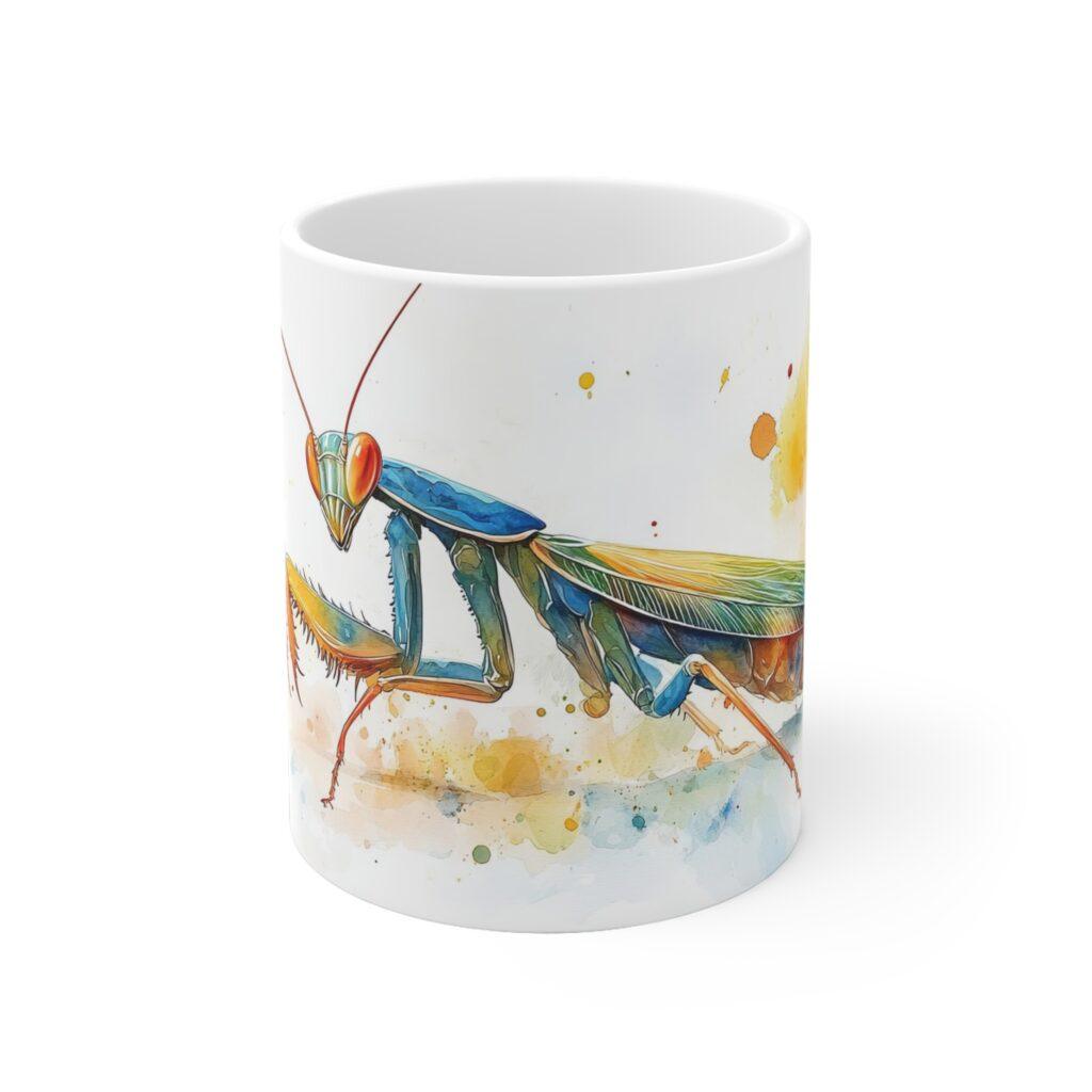 Gottesanbeterin Aquarell Tasse &ndash; Insekten-Design f&uuml;r Naturliebhaber