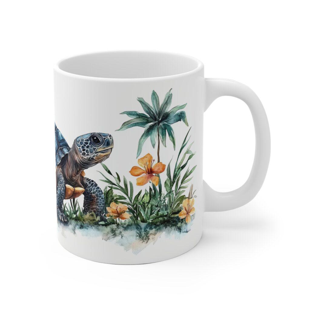 Aquarell Tasse mit Landschildkr&ouml;te - Perfekte Kaffeetasse f&uuml;r Tierliebhaber