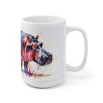 Aquarell Nilpferd Keramikbecher - Handgemachte Tasse für Tierliebhaber