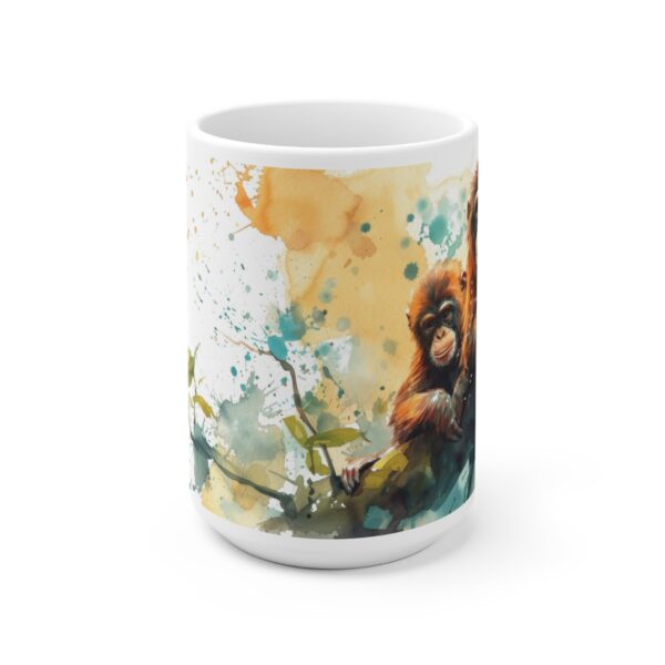 Zwei Affen im Baum Aquarell Tasse - Naturinspirierter Becher für Wildtierliebhaber und Naturfreunde