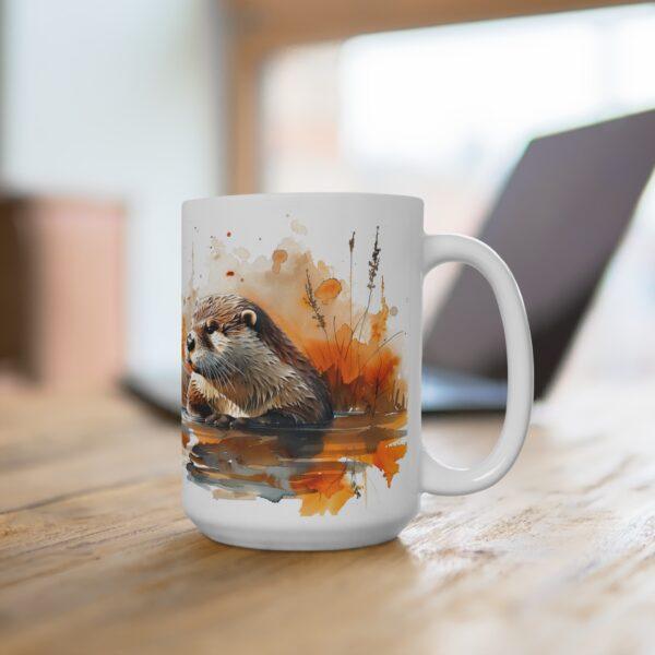 Keramiktasse mit Aquarell-Ottermotiv - Ideal für Tierliebhaber