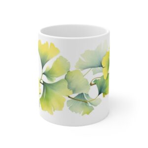 Ginkoblätter Aquarell Tasse - Stilvoller Becher mit botanischem Design für Natur- und Kunstliebhaber