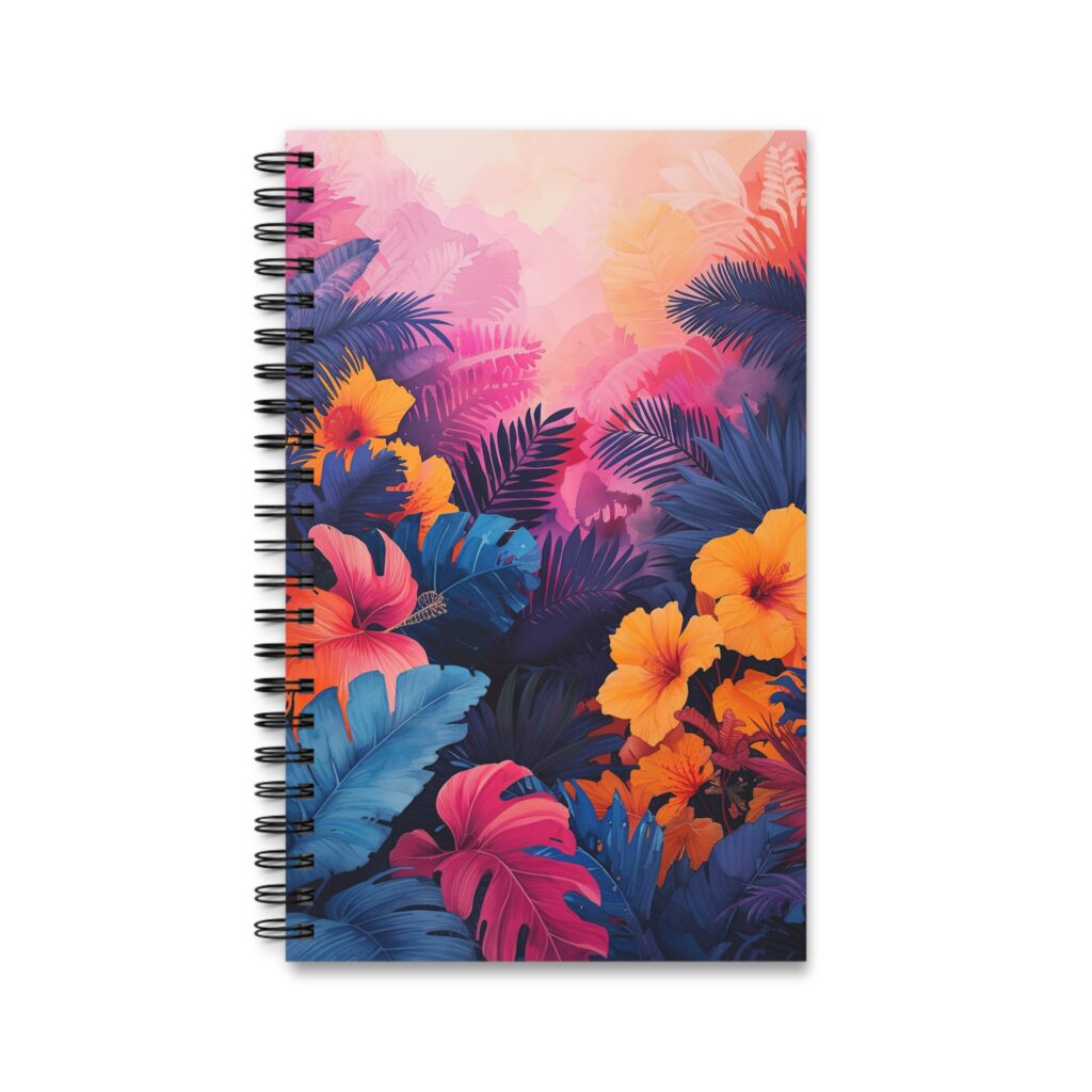 Maximalistisches Aquarell Notizbuch mit Blumen und Bl&auml;ttern - Blanko, Liniert, Gepunktet und Planner