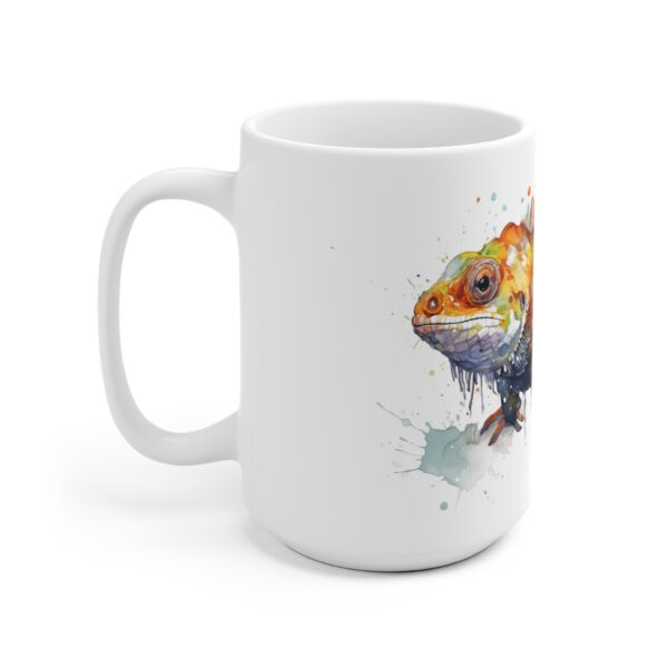 Weiße Keramik Tasse mit Bartagam im Aquarell Stil - Ideales Geschenk für Reptilienfans