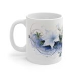 Aquarell Mondblumen Tasse - Weiße Keramiktasse für Blumenliebhaber und Naturfreunde